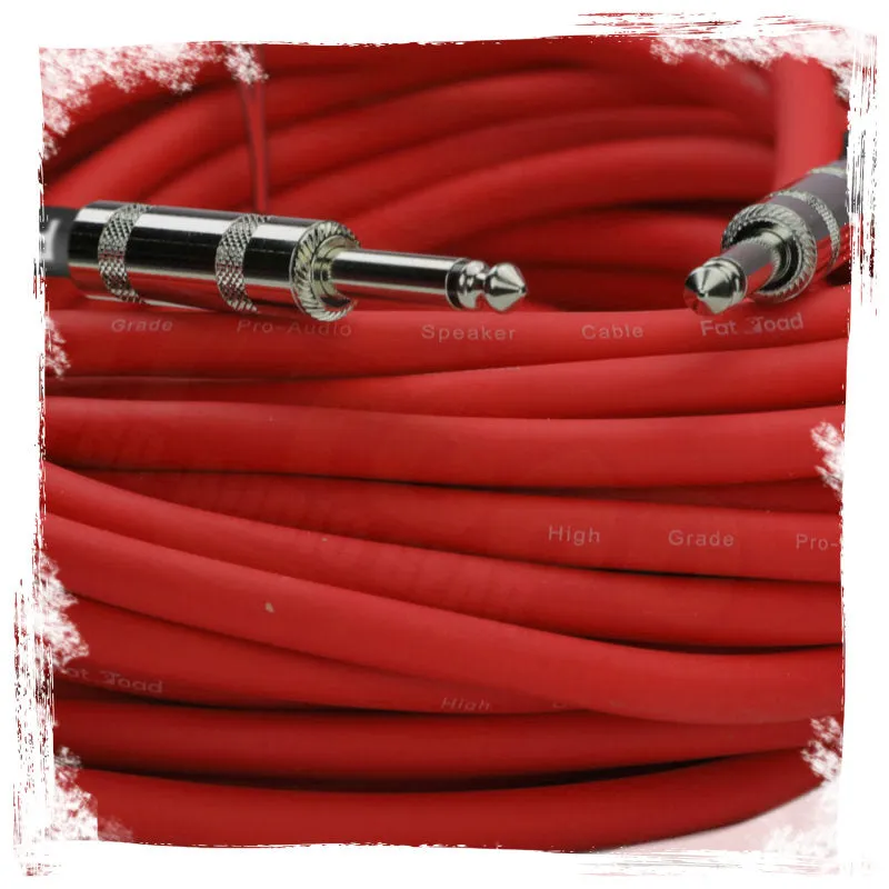 1/4" to 1/4 Male Jack Speaker Cables (2 Pack) by FAT TOAD - 25ft Professional Pro Audio Red DJ Speakers PA Patch Cords - Quarter Inch 12 AWG Wire from GeekStands