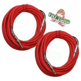 1/4" to 1/4 Male Jack Speaker Cables (2 Pack) by FAT TOAD - 25ft Professional Pro Audio Red DJ Speakers PA Patch Cords - Quarter Inch 12 AWG Wire from GeekStands