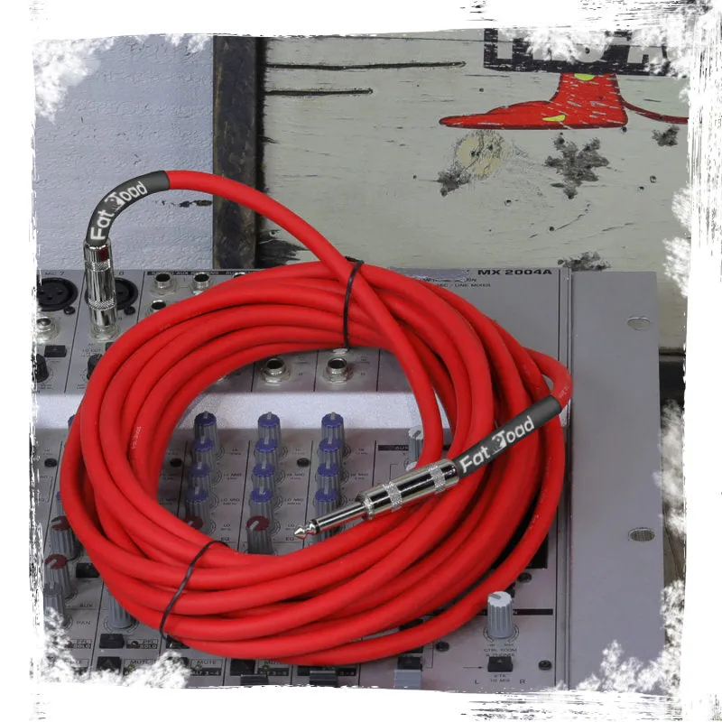 1/4" to 1/4 Male Jack Speaker Cables (2 Pack) by FAT TOAD - 25ft Professional Pro Audio Red DJ Speakers PA Patch Cords - Quarter Inch 12 AWG Wire from GeekStands