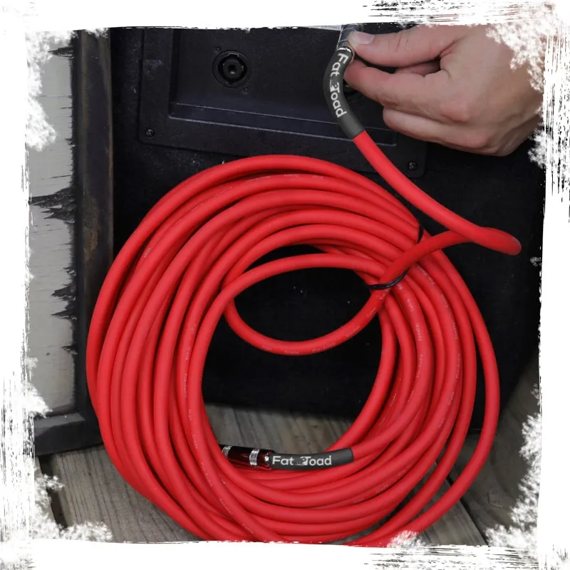 1/4" to 1/4 Male Jack Speaker Cables (2 Pack) by FAT TOAD - 50ft Professional Pro Audio Red DJ Speakers PA Patch Cords - Quarter Inch 12 AWG Wire