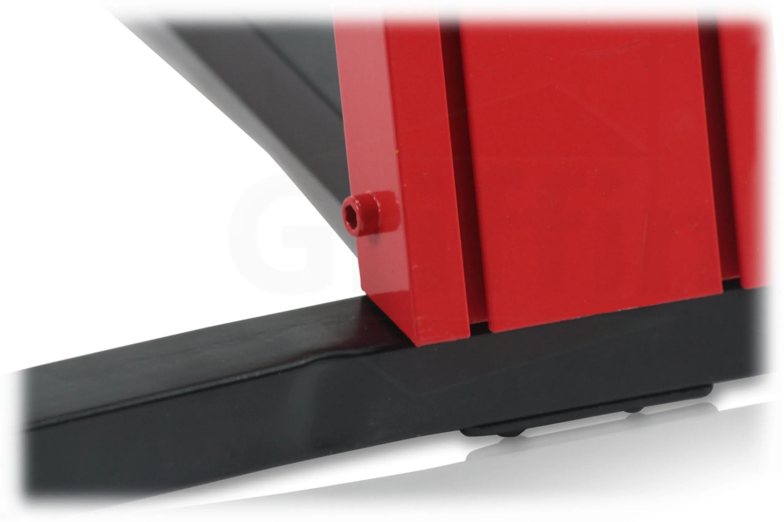 2-Tier Column Keyboard Stand with Mic Boom Arm by GRIFFIN - Double Sliding Multi Mounting Platform Red Stage Tower Rack - Holder for Digital Piano