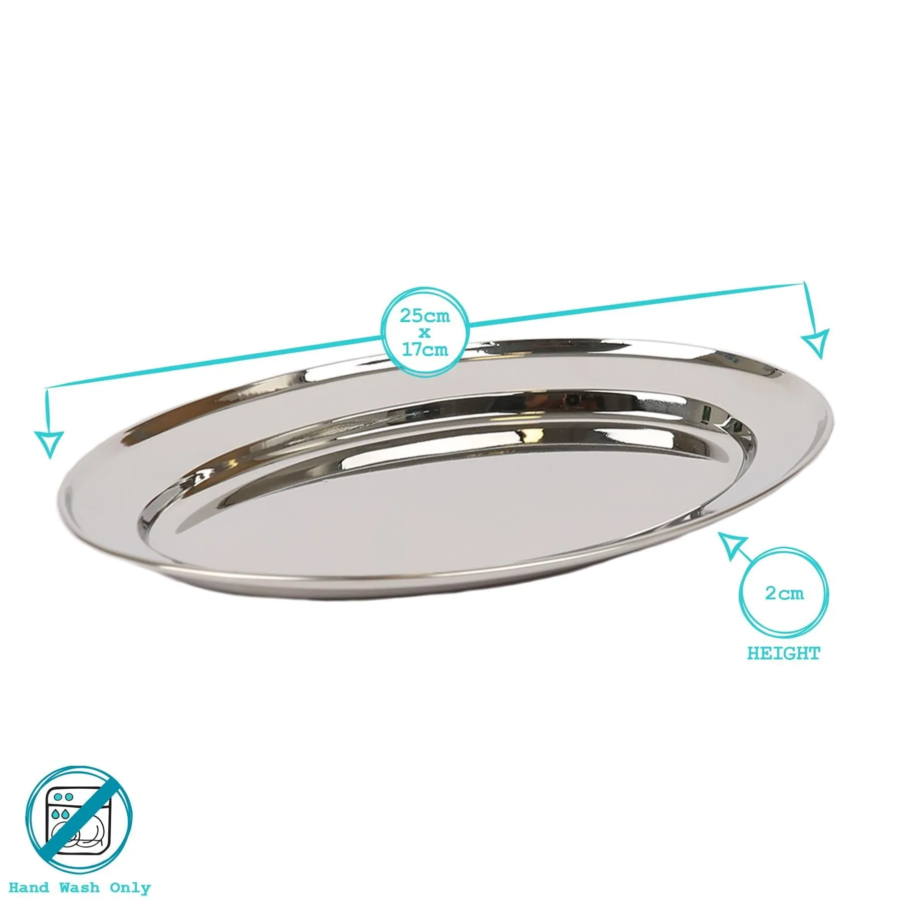 25cm x 17cm Oval Stainless Steel Serving Platter - By Argon Tableware