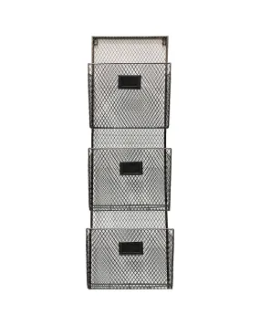 3 Tier Black Color Metal Wire Wall-Mounting File Holder