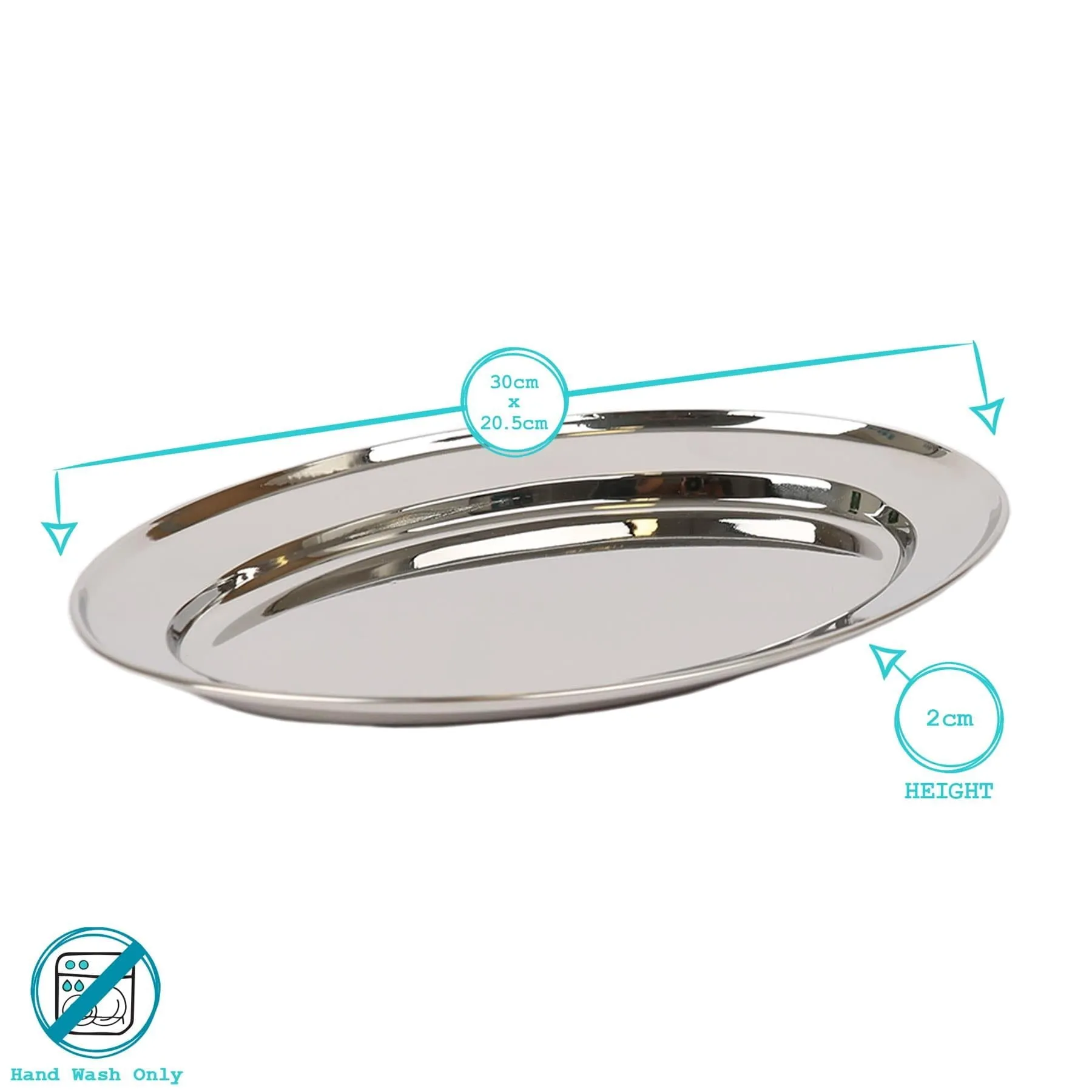 30cm x 20.5cm Oval Stainless Steel Serving Platter - By Argon Tableware