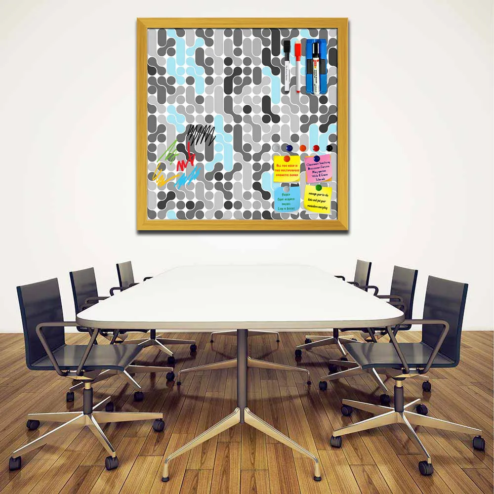 Abstract Geometric Framed Magnetic Dry Erase Board | Combo with Magnet Buttons & Markers