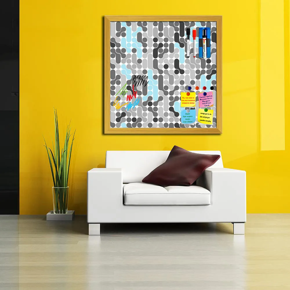 Abstract Geometric Framed Magnetic Dry Erase Board | Combo with Magnet Buttons & Markers