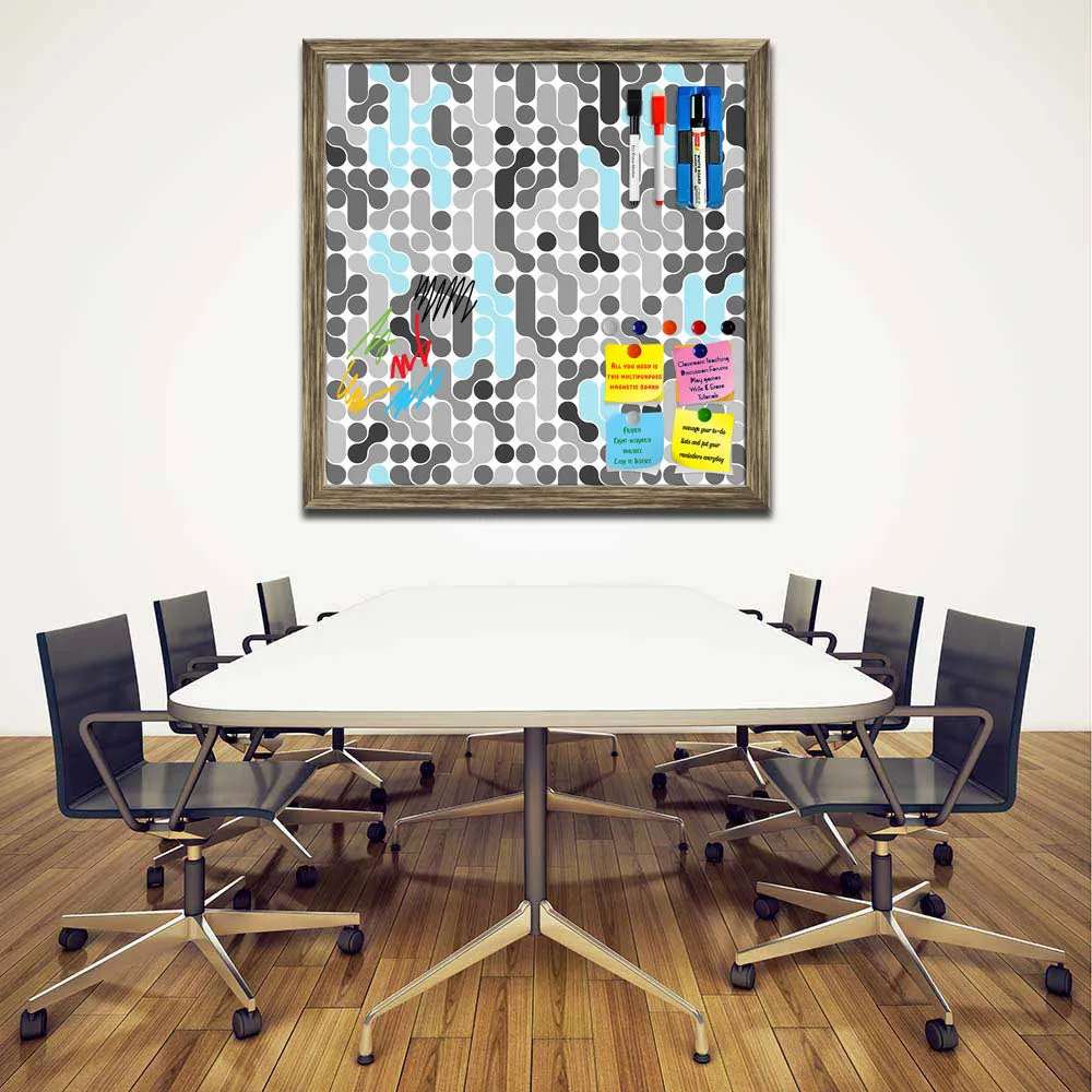 Abstract Geometric Framed Magnetic Dry Erase Board | Combo with Magnet Buttons & Markers