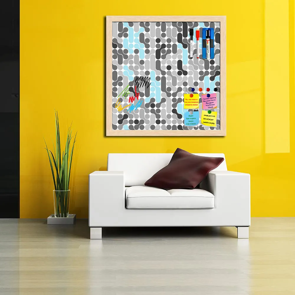 Abstract Geometric Framed Magnetic Dry Erase Board | Combo with Magnet Buttons & Markers
