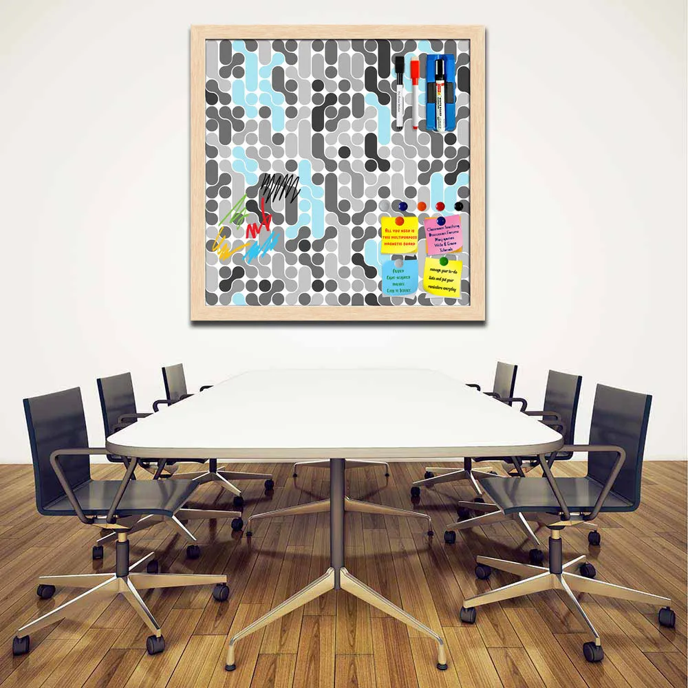 Abstract Geometric Framed Magnetic Dry Erase Board | Combo with Magnet Buttons & Markers