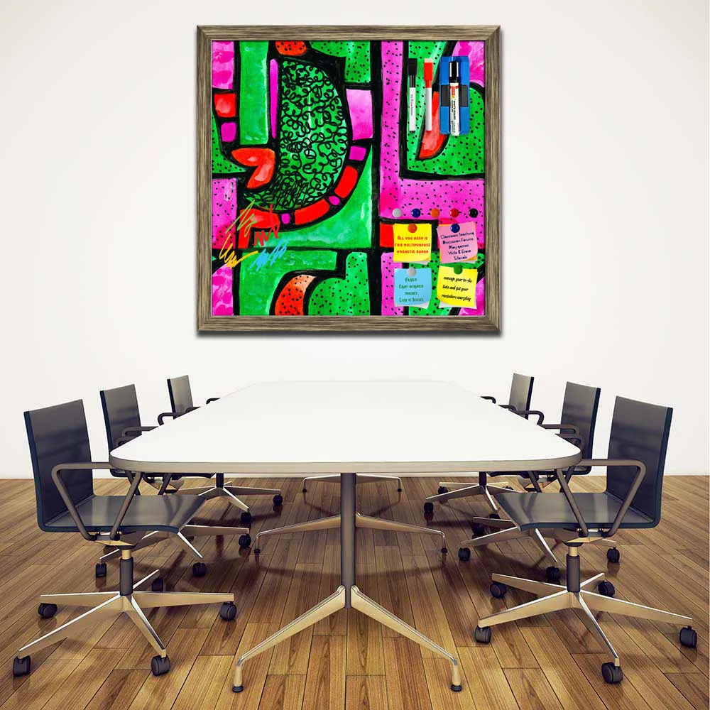 Abstract Geometric Ornament Pattern D1 Framed Magnetic Dry Erase Board | Combo with Magnet Buttons & Markers