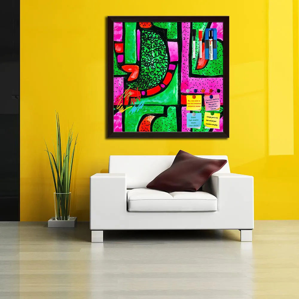 Abstract Geometric Ornament Pattern D1 Framed Magnetic Dry Erase Board | Combo with Magnet Buttons & Markers
