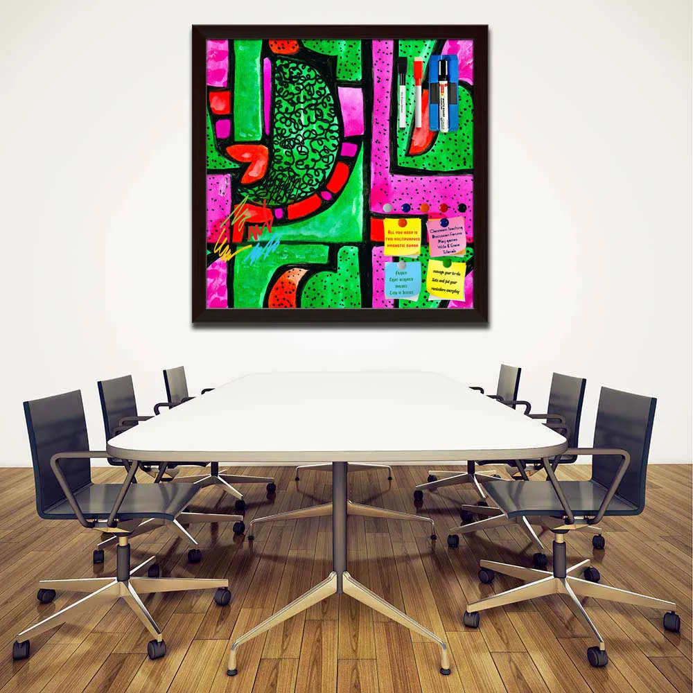 Abstract Geometric Ornament Pattern D1 Framed Magnetic Dry Erase Board | Combo with Magnet Buttons & Markers