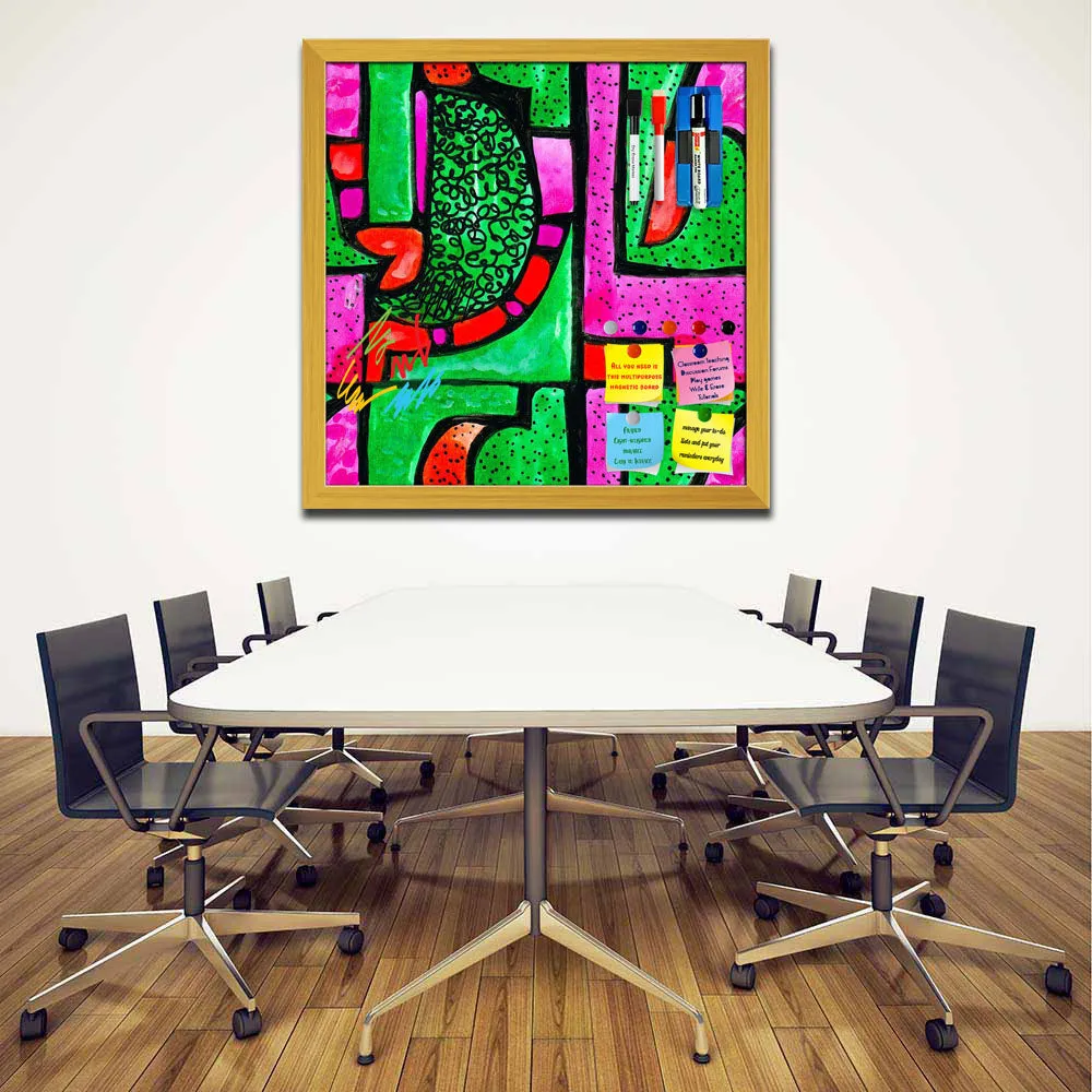 Abstract Geometric Ornament Pattern D1 Framed Magnetic Dry Erase Board | Combo with Magnet Buttons & Markers