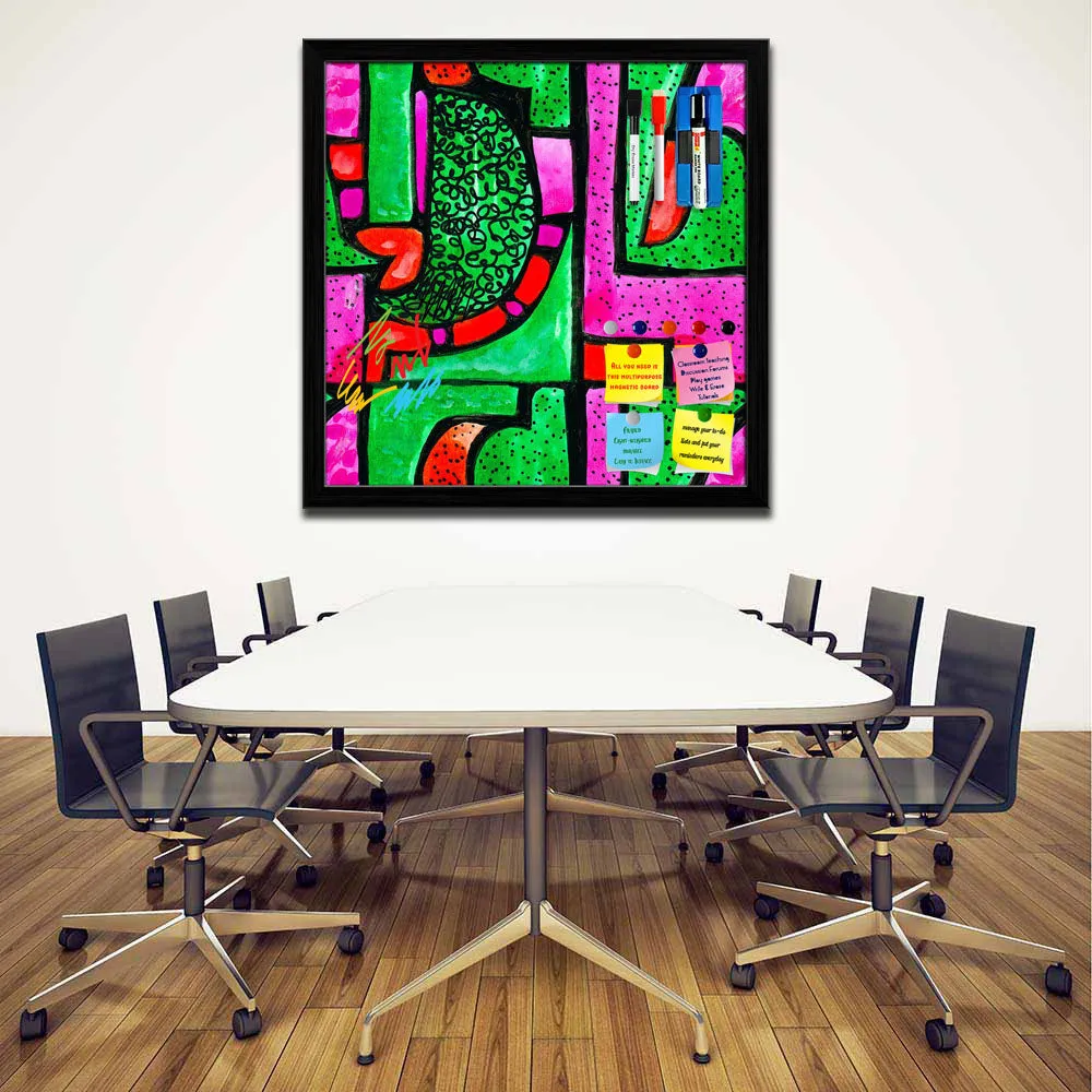 Abstract Geometric Ornament Pattern D1 Framed Magnetic Dry Erase Board | Combo with Magnet Buttons & Markers