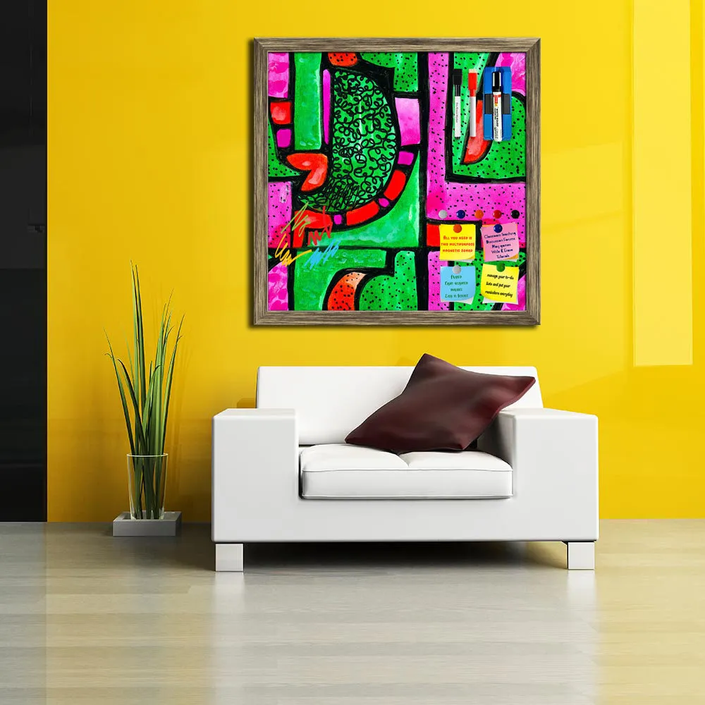 Abstract Geometric Ornament Pattern D1 Framed Magnetic Dry Erase Board | Combo with Magnet Buttons & Markers