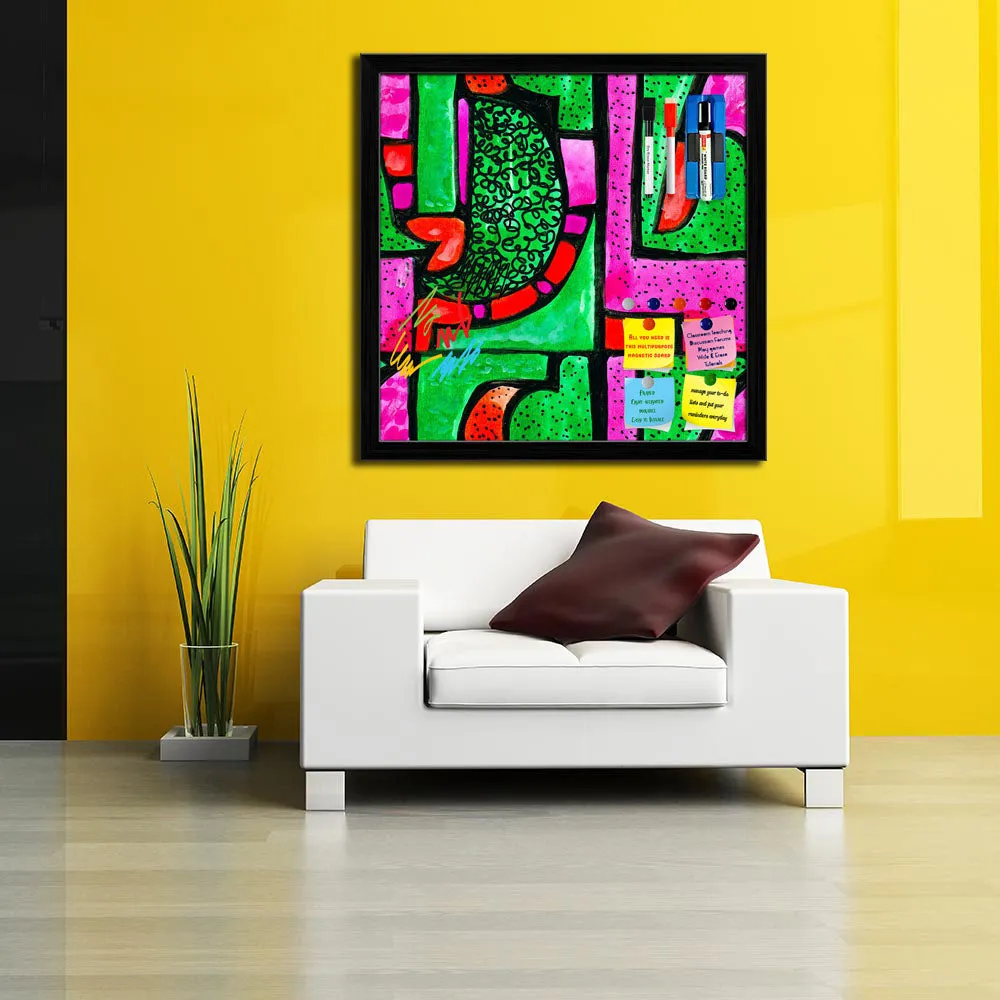 Abstract Geometric Ornament Pattern D1 Framed Magnetic Dry Erase Board | Combo with Magnet Buttons & Markers