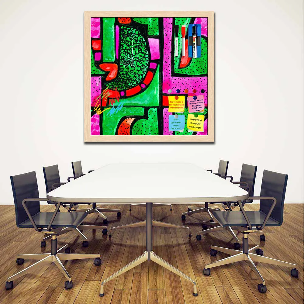 Abstract Geometric Ornament Pattern D1 Framed Magnetic Dry Erase Board | Combo with Magnet Buttons & Markers