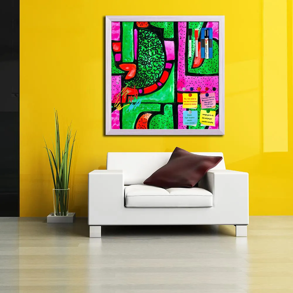 Abstract Geometric Ornament Pattern D1 Framed Magnetic Dry Erase Board | Combo with Magnet Buttons & Markers
