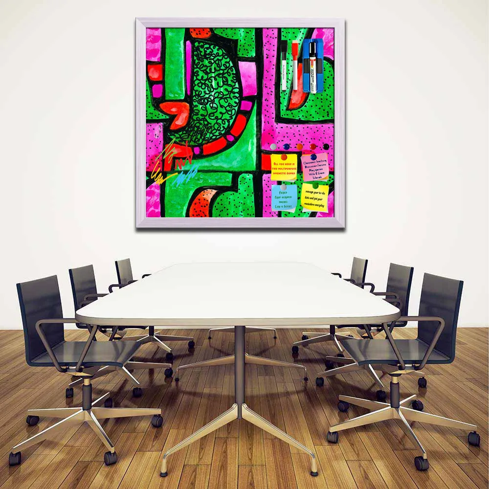 Abstract Geometric Ornament Pattern D1 Framed Magnetic Dry Erase Board | Combo with Magnet Buttons & Markers