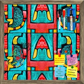 Abstract Geometric Ornament Pattern D2 Framed Magnetic Dry Erase Board | Combo with Magnet Buttons & Markers
