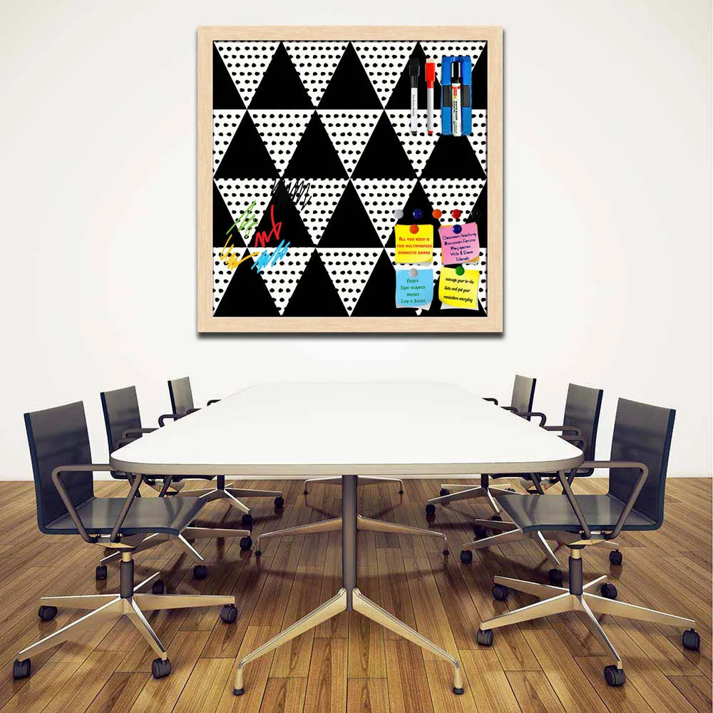 Abstract Geometric Pattern D11 Framed Magnetic Dry Erase Board | Combo with Magnet Buttons & Markers