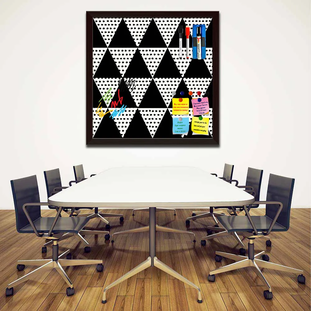 Abstract Geometric Pattern D11 Framed Magnetic Dry Erase Board | Combo with Magnet Buttons & Markers