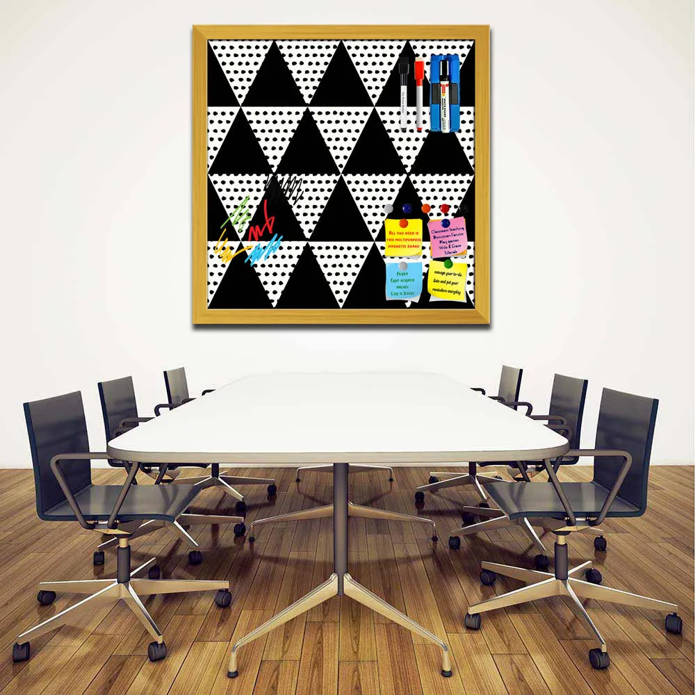 Abstract Geometric Pattern D11 Framed Magnetic Dry Erase Board | Combo with Magnet Buttons & Markers