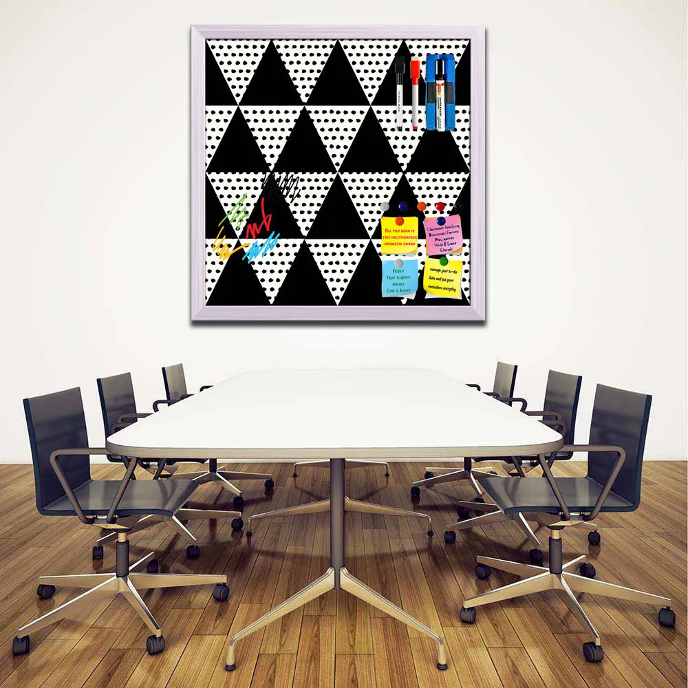 Abstract Geometric Pattern D11 Framed Magnetic Dry Erase Board | Combo with Magnet Buttons & Markers