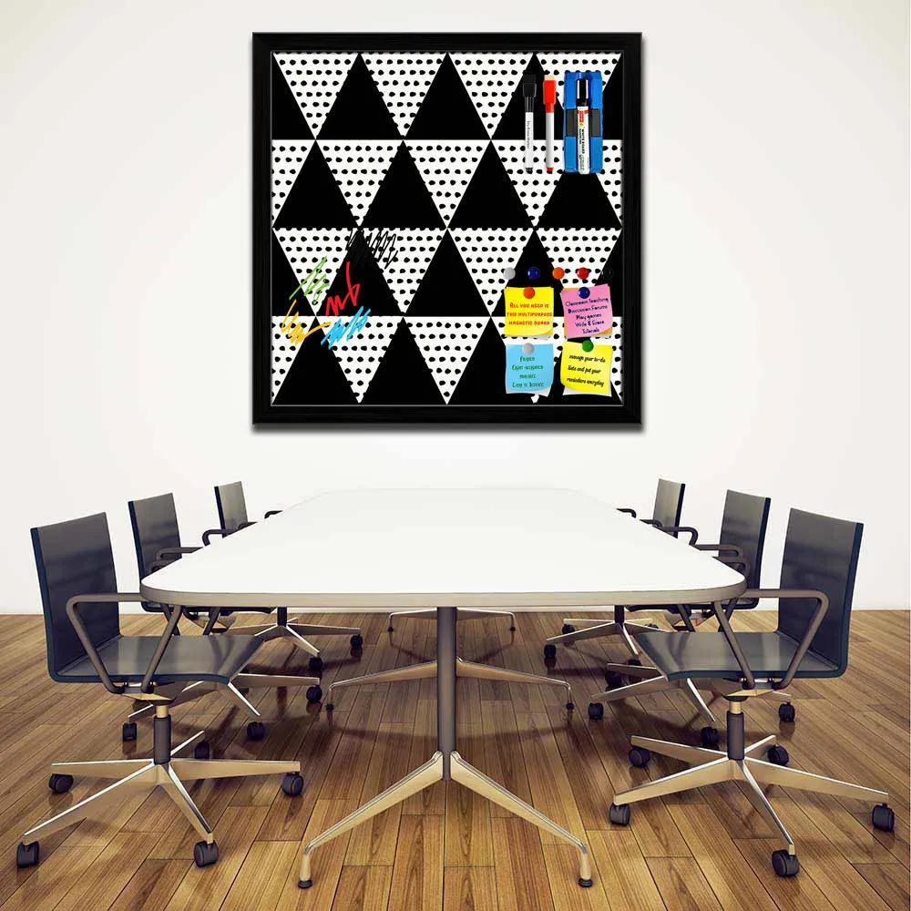 Abstract Geometric Pattern D11 Framed Magnetic Dry Erase Board | Combo with Magnet Buttons & Markers