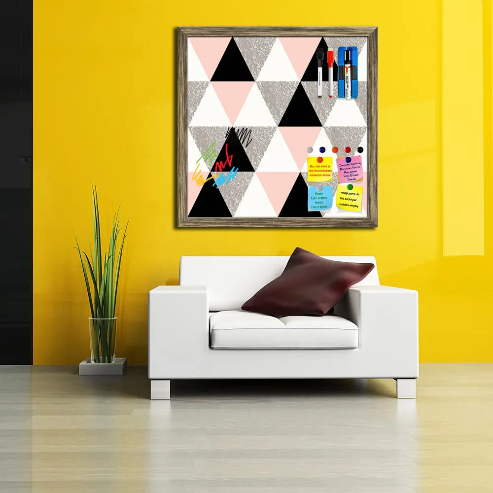Abstract Geometric Pattern D12 Framed Magnetic Dry Erase Board | Combo with Magnet Buttons & Markers