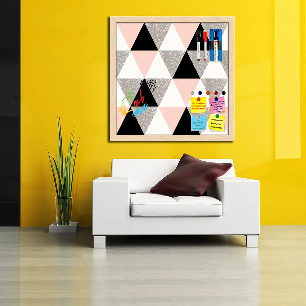 Abstract Geometric Pattern D12 Framed Magnetic Dry Erase Board | Combo with Magnet Buttons & Markers