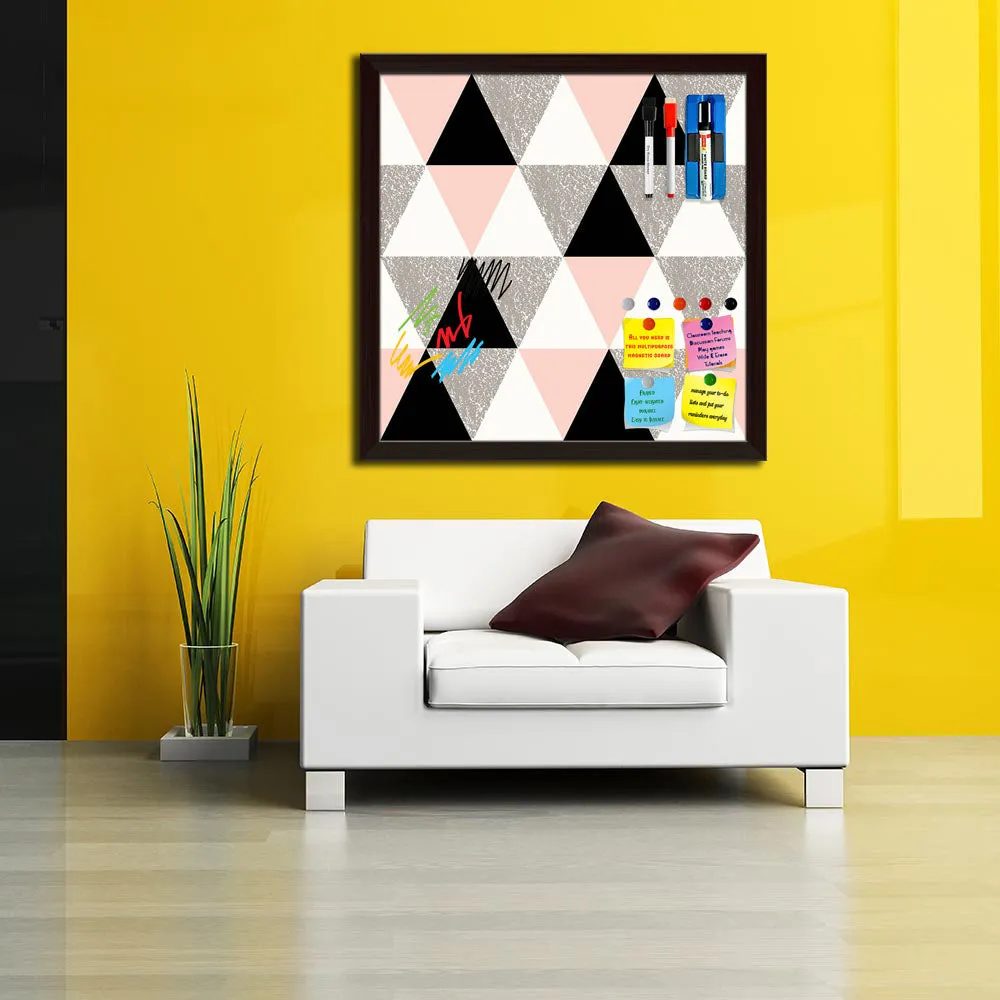 Abstract Geometric Pattern D12 Framed Magnetic Dry Erase Board | Combo with Magnet Buttons & Markers