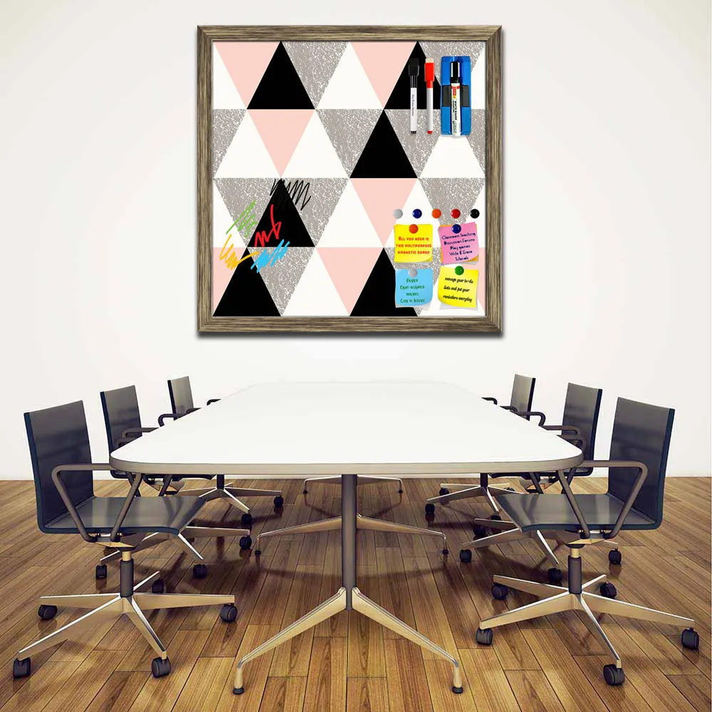 Abstract Geometric Pattern D12 Framed Magnetic Dry Erase Board | Combo with Magnet Buttons & Markers