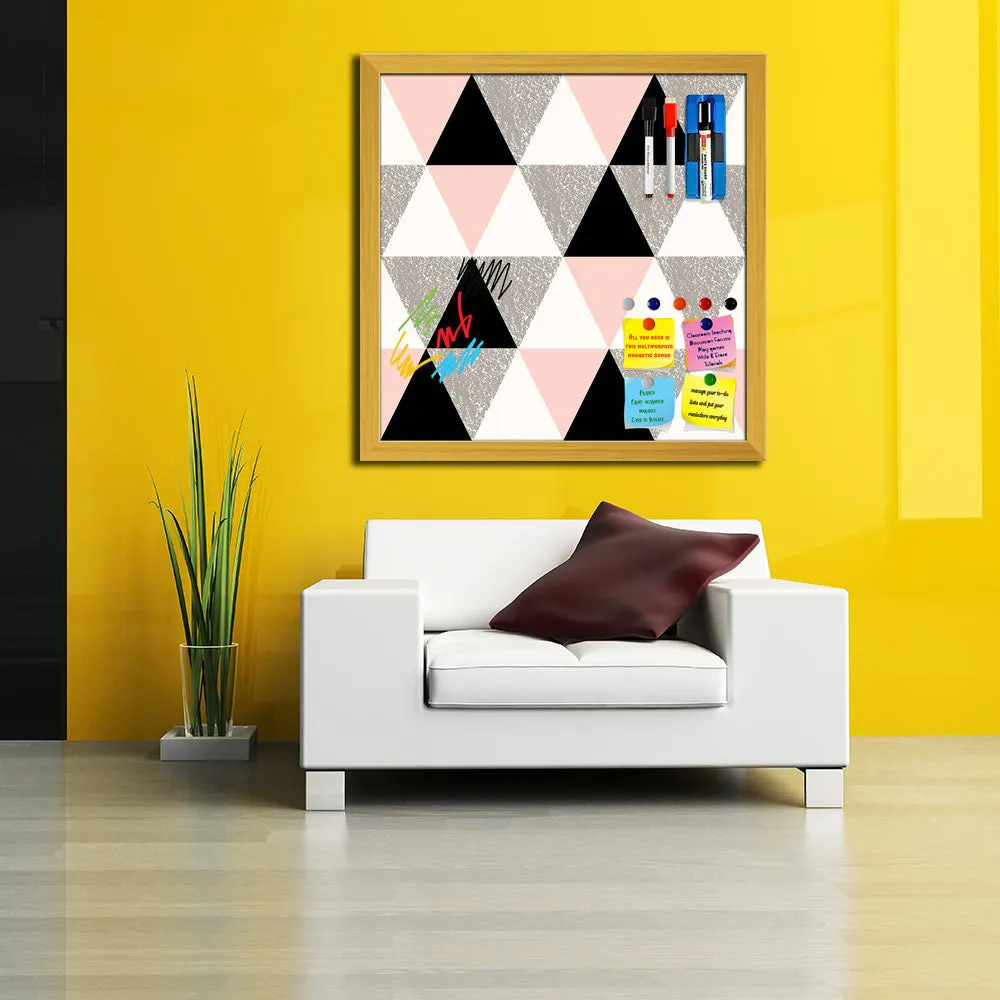 Abstract Geometric Pattern D12 Framed Magnetic Dry Erase Board | Combo with Magnet Buttons & Markers