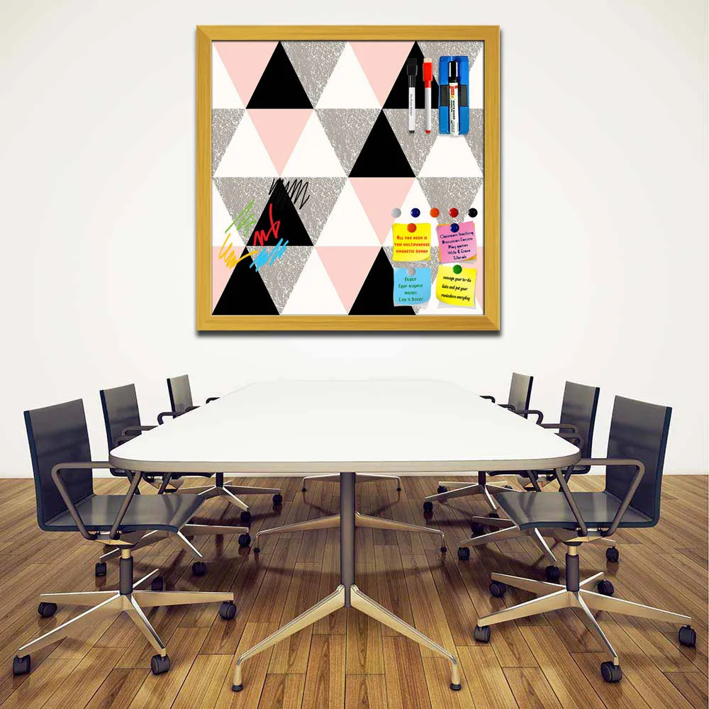 Abstract Geometric Pattern D12 Framed Magnetic Dry Erase Board | Combo with Magnet Buttons & Markers