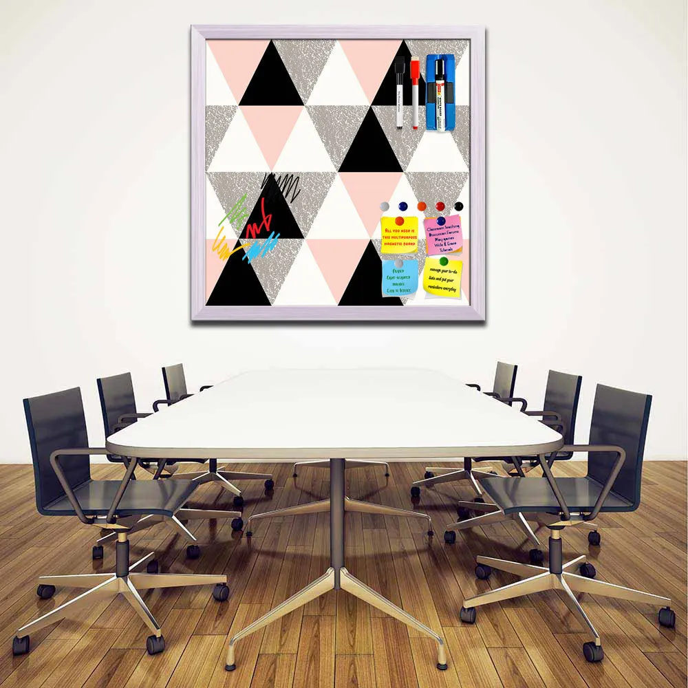 Abstract Geometric Pattern D12 Framed Magnetic Dry Erase Board | Combo with Magnet Buttons & Markers