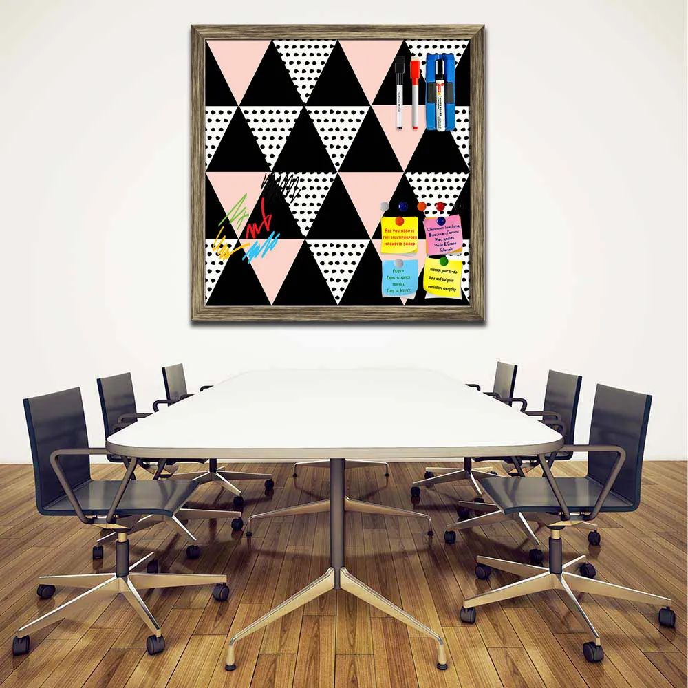 Abstract Geometric Pattern D13 Framed Magnetic Dry Erase Board | Combo with Magnet Buttons & Markers