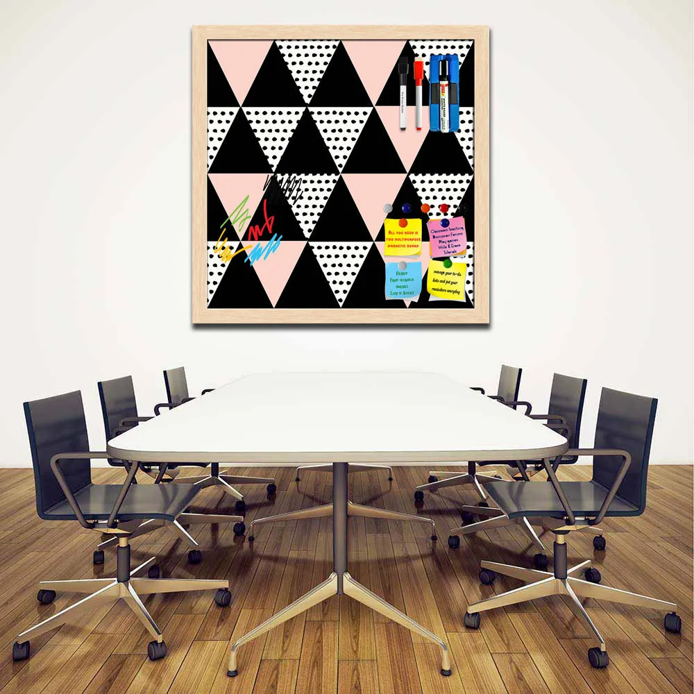 Abstract Geometric Pattern D13 Framed Magnetic Dry Erase Board | Combo with Magnet Buttons & Markers