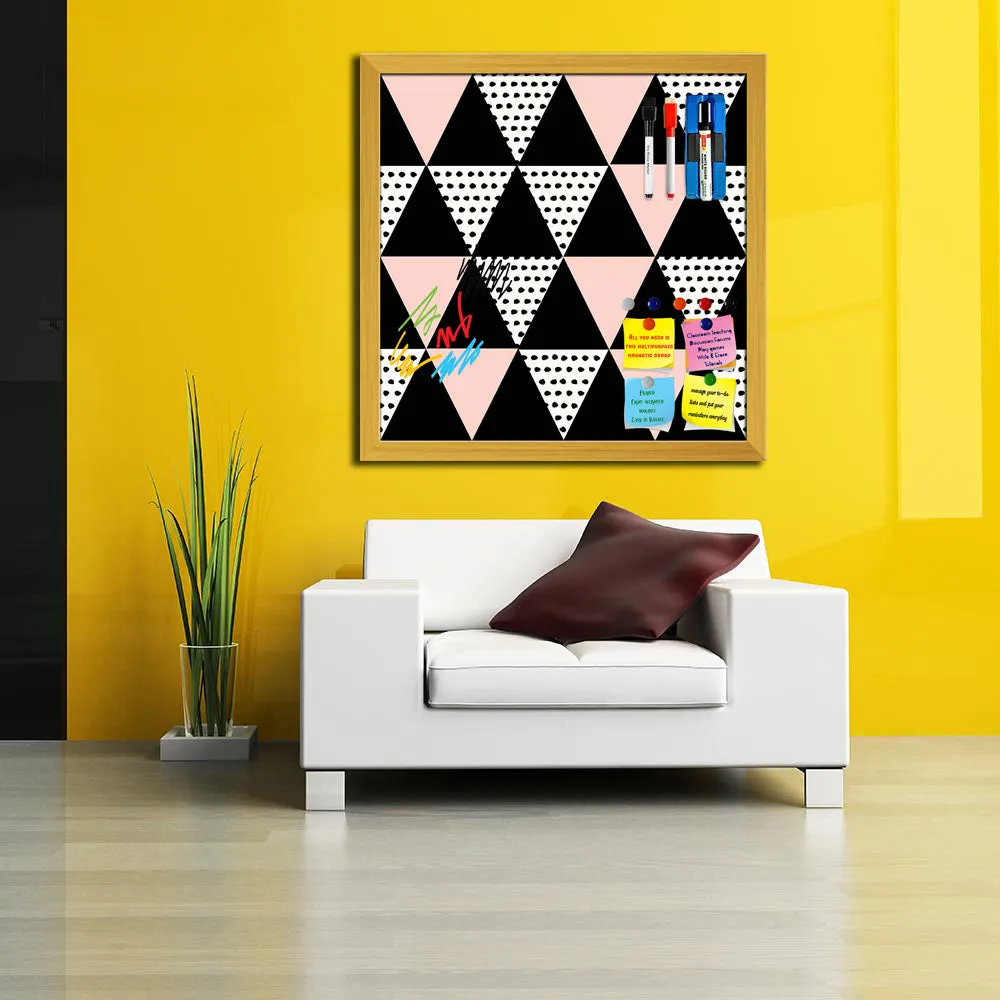 Abstract Geometric Pattern D13 Framed Magnetic Dry Erase Board | Combo with Magnet Buttons & Markers