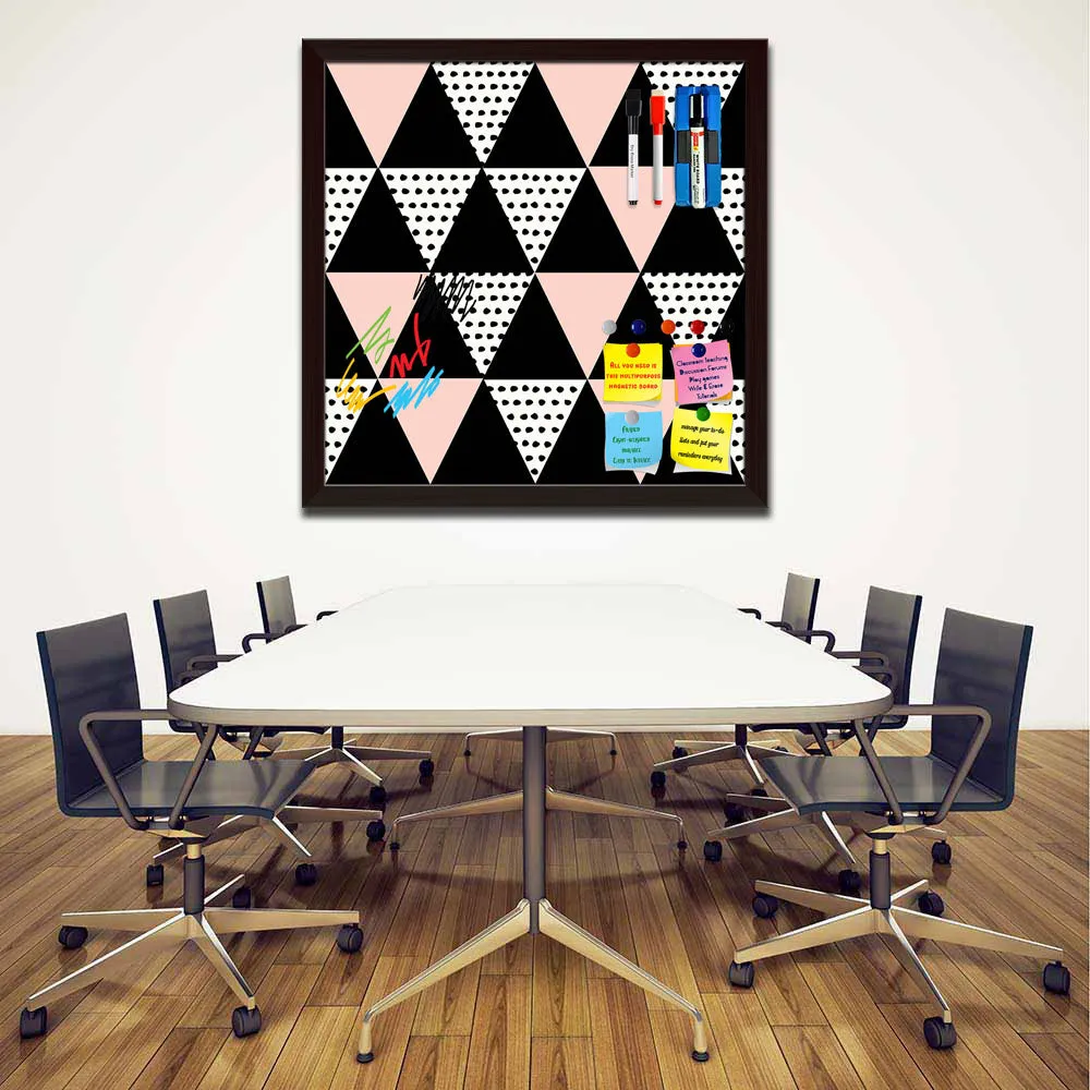Abstract Geometric Pattern D13 Framed Magnetic Dry Erase Board | Combo with Magnet Buttons & Markers