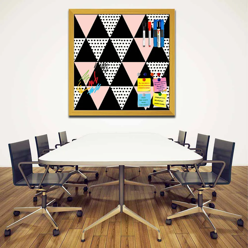 Abstract Geometric Pattern D13 Framed Magnetic Dry Erase Board | Combo with Magnet Buttons & Markers