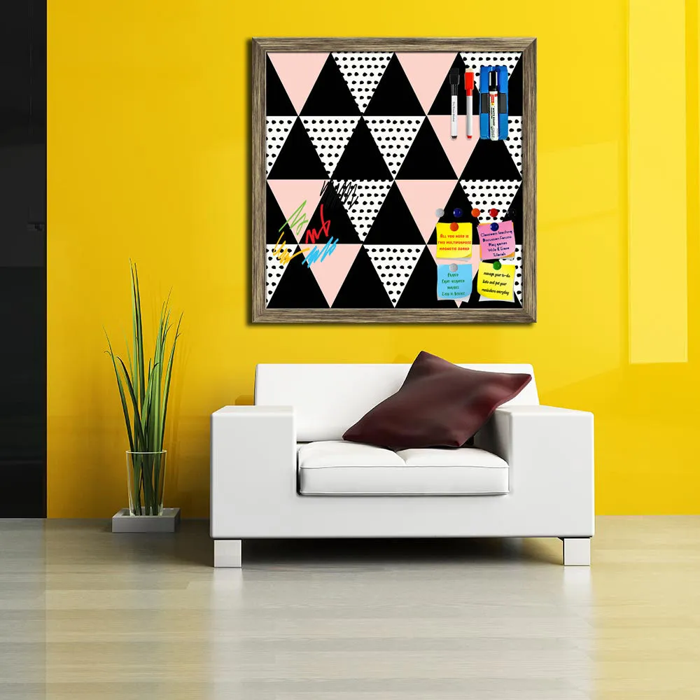 Abstract Geometric Pattern D13 Framed Magnetic Dry Erase Board | Combo with Magnet Buttons & Markers