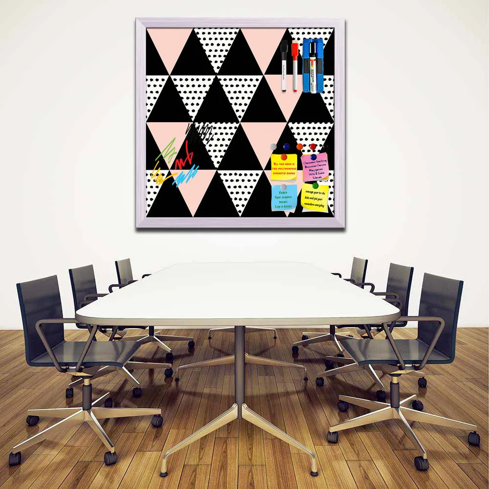 Abstract Geometric Pattern D13 Framed Magnetic Dry Erase Board | Combo with Magnet Buttons & Markers