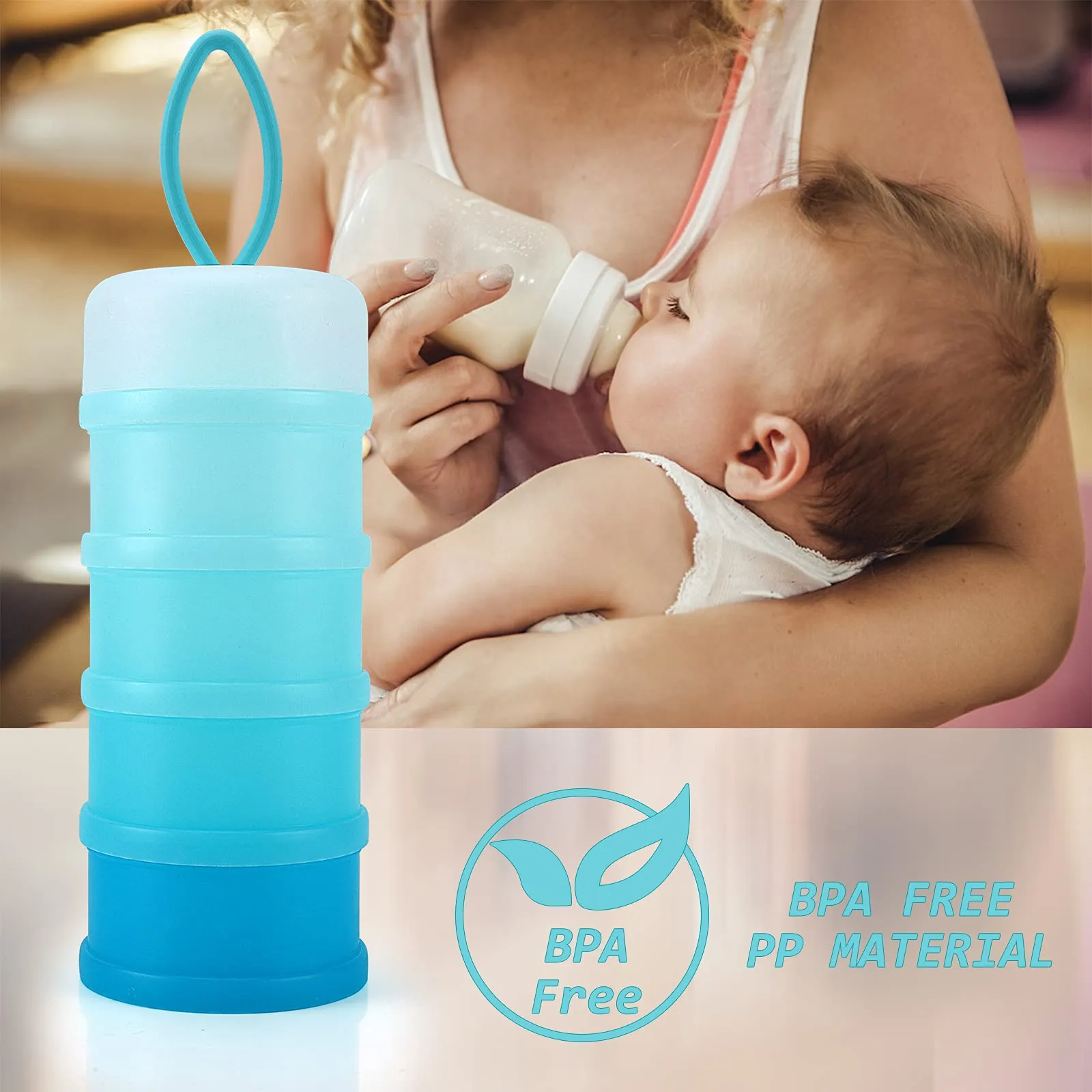 Accmor Baby Formula Dispenser On The Go, Stackable Formula Dispenser for Travel Formula Container to Go, Non-Spill Milk Powder Baby Kids Snack Storage Container, BPA Free Blue 1