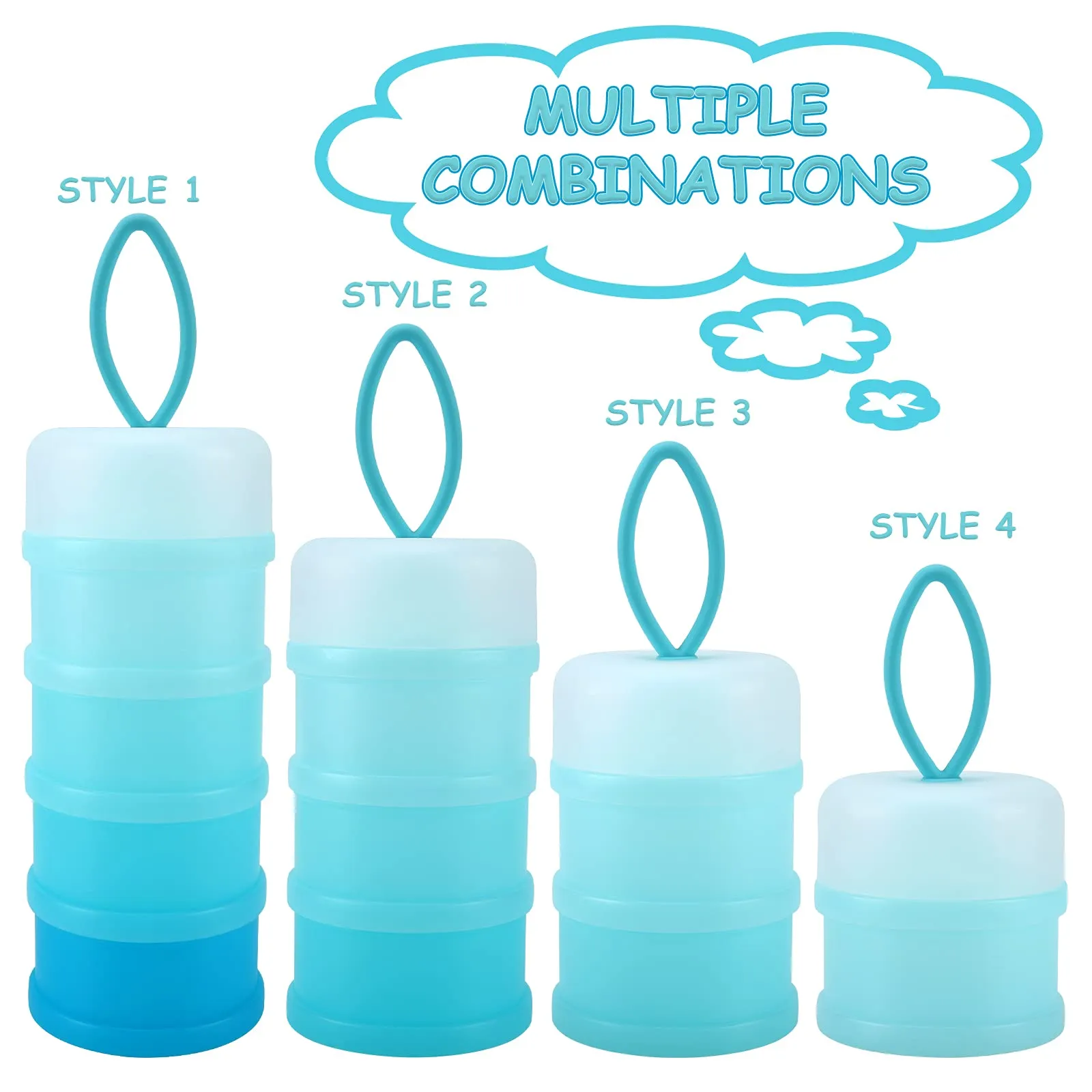 Accmor Baby Formula Dispenser On The Go, Stackable Formula Dispenser for Travel Formula Container to Go, Non-Spill Milk Powder Baby Kids Snack Storage Container, BPA Free Blue 1