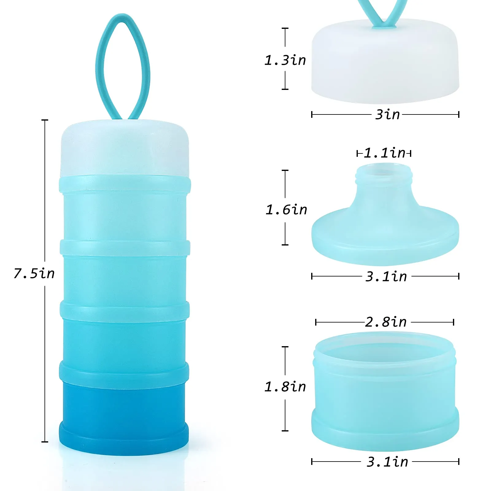 Accmor Baby Formula Dispenser On The Go, Stackable Formula Dispenser for Travel Formula Container to Go, Non-Spill Milk Powder Baby Kids Snack Storage Container, BPA Free Blue 1