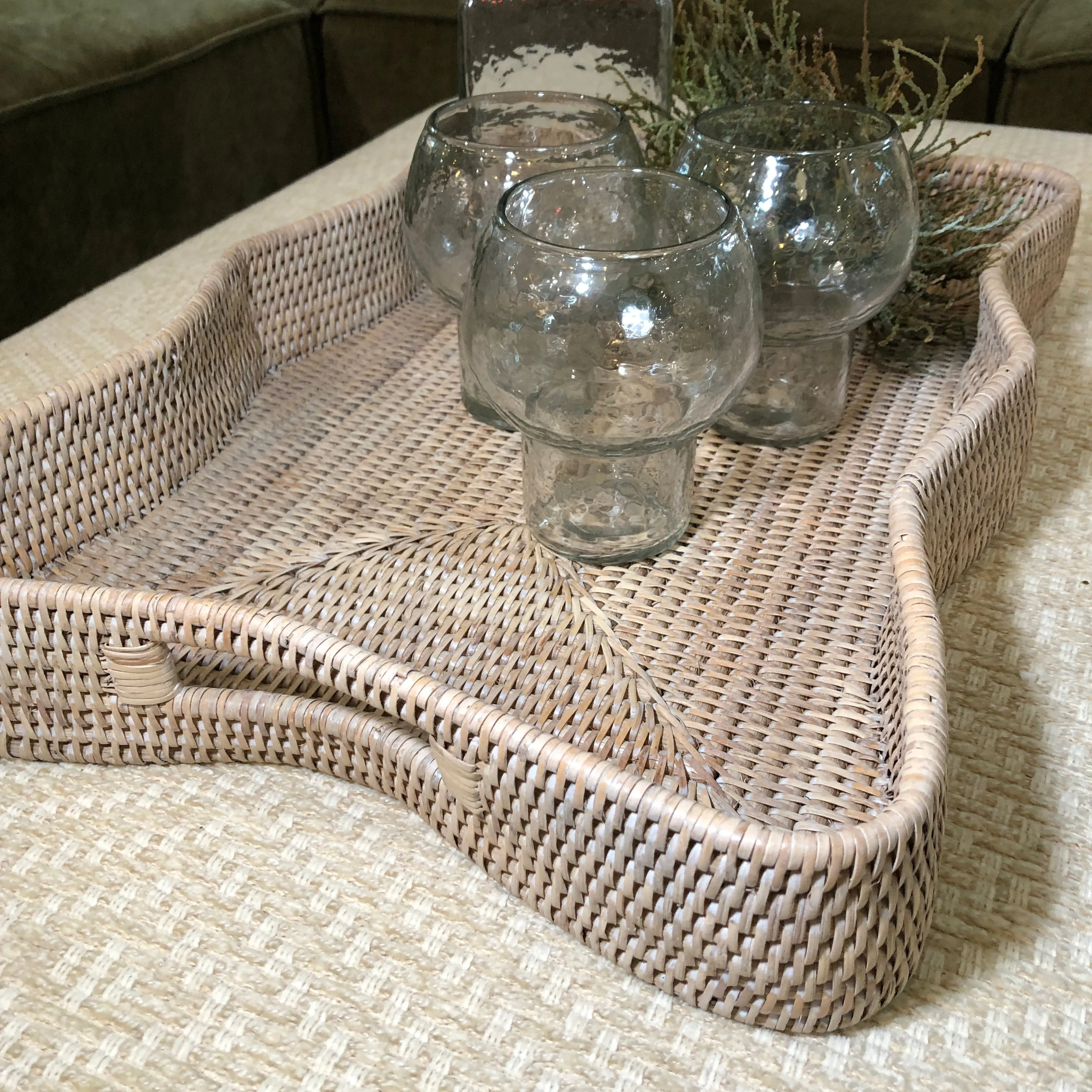 Artisan Weave Rattan Scallop Trays- Size Choice