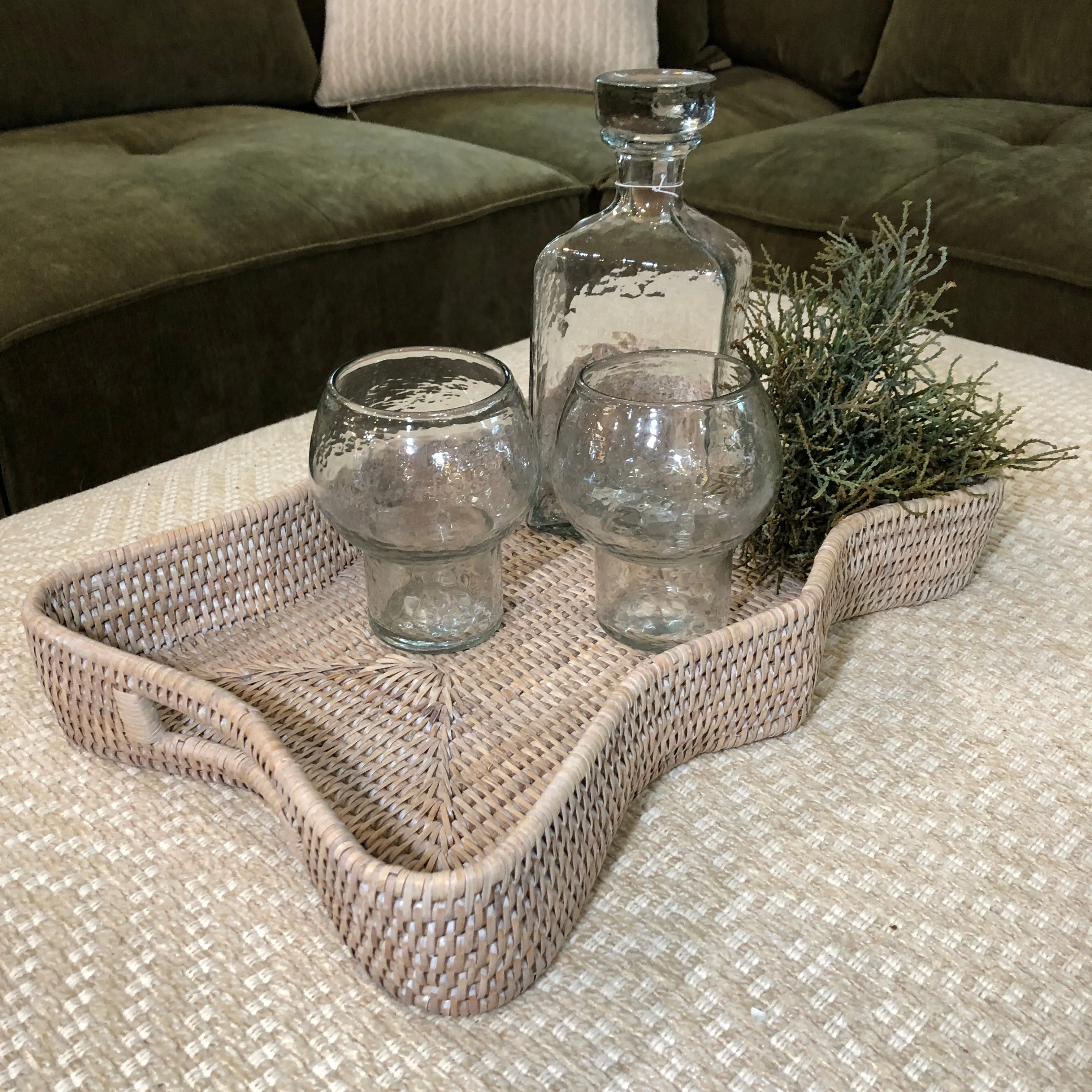 Artisan Weave Rattan Scallop Trays- Size Choice