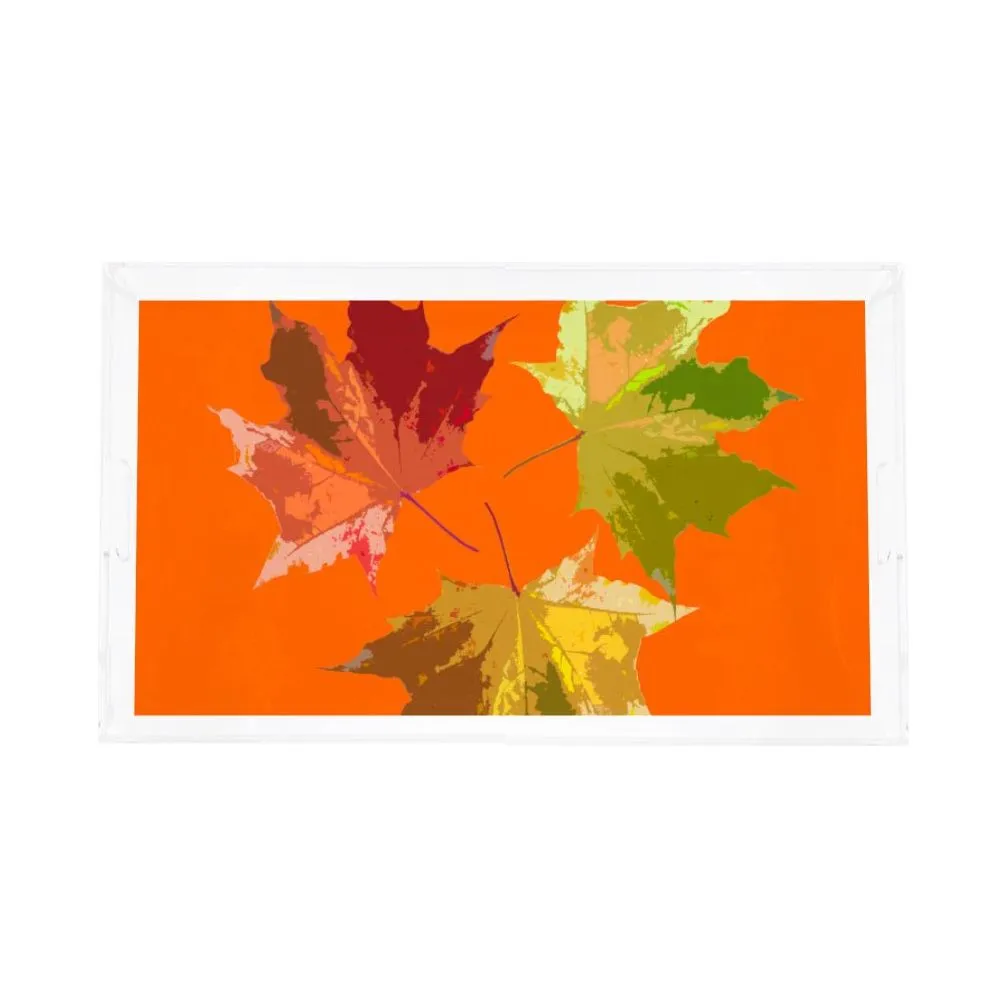 Autumn Leaves Orange Acrylic Vanity Tray 12.25X7.75