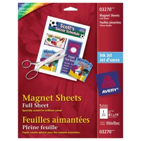 Avery Magnet Sheets 8.5"x11" 5pk White